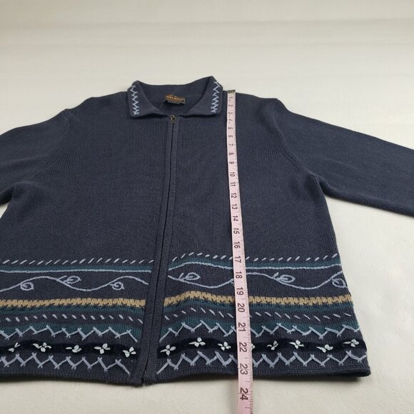 Vintage Woolrich Embroidered Sweater Women Large Blue Full Zip Cardigan Grandma - Picture 10 of 12